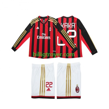 Billige Fotballdrakter AC Milan Kaka 22 2013 2014 Barn Retro Hjemmedraktsett Langermet